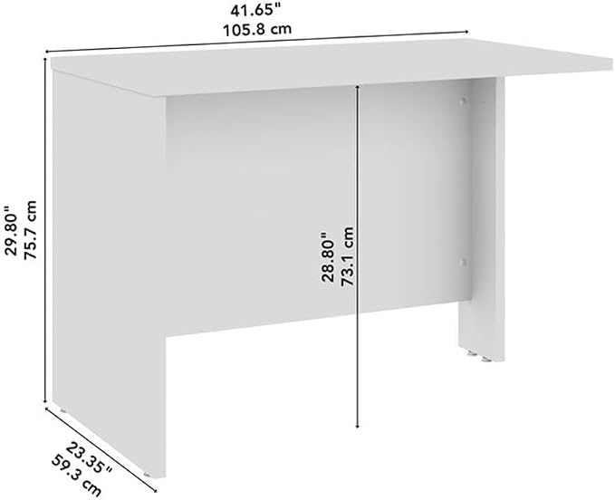 Bush Business Furniture Hampton Heights 42W Computer Desk Return in White, Attachment for Right or Left-Handed L Shaped Work Surface