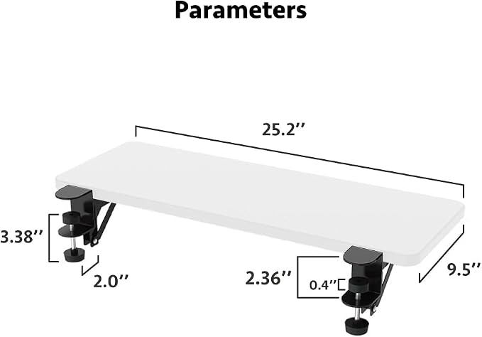 Ergonomics Desk Extender Tray, Suitable for Office. Foldable, Punch-Free Clamp on.Computer Keyborad Tray, Desk Extension Board (25.2"*9.45"(64cm*24cm), White Carbon Fiber)…