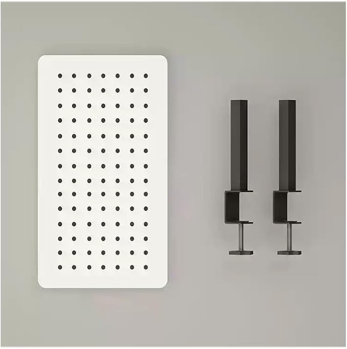Clamp on Desk Organizer Shelf, Metal Desk Partition Panel, Desk Extender with Pegboard, Multifunctional Desktop Display Stand,White,Small