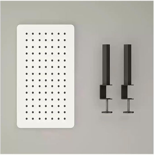 Clamp on Desk Organizer Shelf, Metal Desk Partition Panel, Desk Extender with Pegboard, Multifunctional Desktop Display Stand,White,Small
