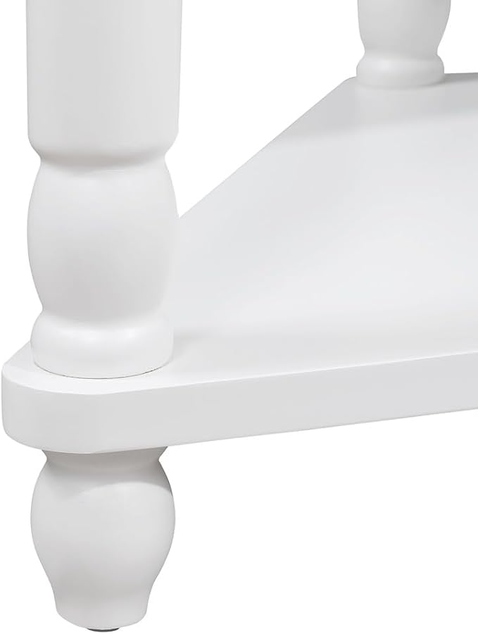 3-Tier Corner Display Rack Small Corner Table Wood Triangle Side Table with Drawer & 2 Open Shelves Multipurpose Shelving Unit for Living Room Bedroom (Milk White)