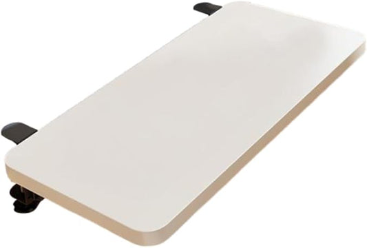Desk Extension Shelf Board, Keyboard Tray Folding for Computer Table for Home Office Easy Installation Wrist Support, White