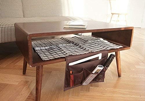 Bedside Storage Organizer with Pockets, Bedside Caddy, Table Cabinet Storage Organizer, TV Remote Control, Phones, Magazines, Tablets, Accessories, Brown