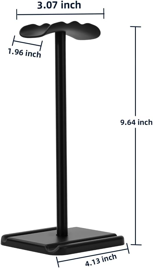 Headphone Stand, Headset Holder with Phone Holder for Desk Office Gaming, TPU-Padded Headrest, Aluminum Pole, Anti-Slip ABS Base, Universal Earphone Stand, 2 Pack Black