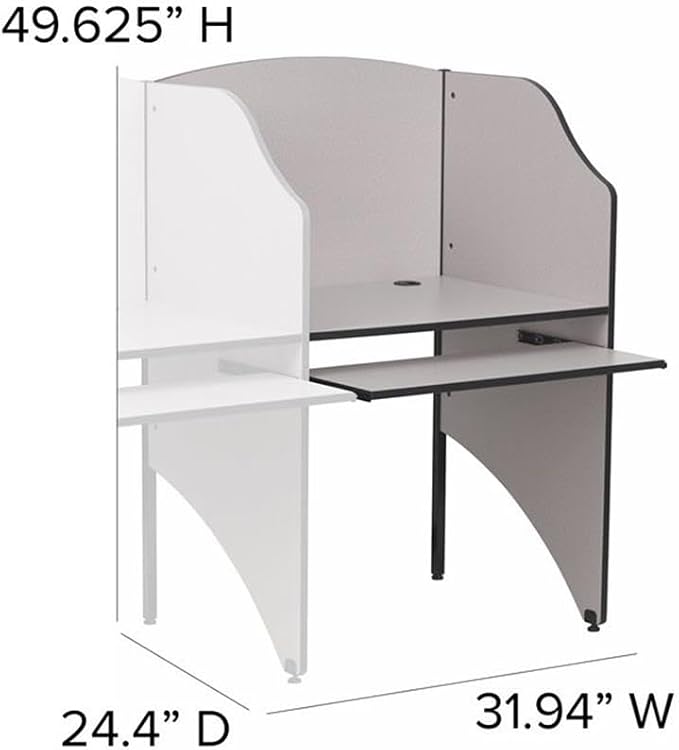 Flash Furniture Jordan Add-On Study Carrel in Nebula Grey Finish