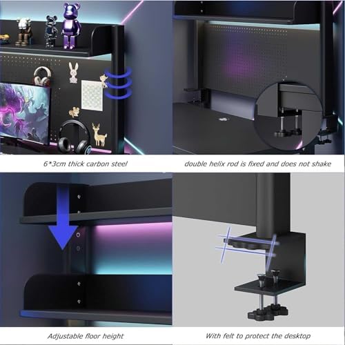 Pegboard Wall Storage Shelf,Desktop Shelving,Clamp On Desk Organizer Shelf - Desk Extender Pegboard Workstation with Privacy Panel Desktop Shelving System for Office and Gaming Desks