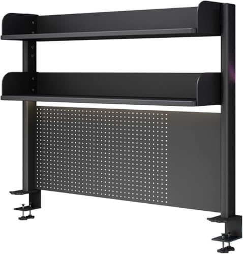 Pegboard Wall Storage Shelf,Desktop Shelving,Clamp On Desk Organizer Shelf - Desk Extender Pegboard Workstation with Privacy Panel Desktop Shelving System for Office and Gaming Desks