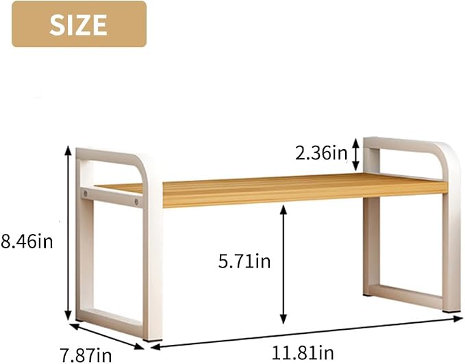Office Desk Shelf Organizer, Wood Desktop Bookshelf Supplies Storage Rack Shelf for Top Desk and Dresser and Cubicle Decor Bookshelf Monitor Stand Riser (Black Wood-single Tier, 11.81 Lx7.87 Wx8.46 H)