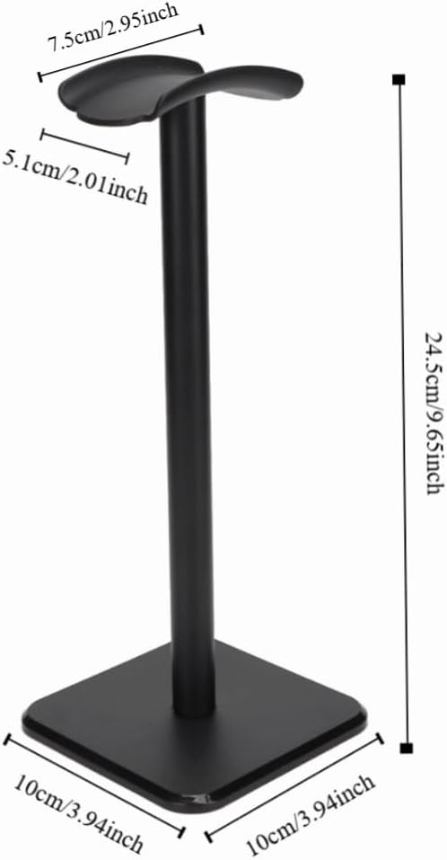 Headphone Stand with Anti-Slip Base & TPU Tray – Aluminum Alloy Holder for Gaming Headsets, Universal Fit Home Office Desk Organizer(Black)