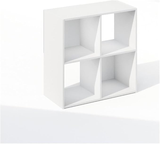 Furinno PELLI Book Shelf, 4-Cube Bookshelf, Cube Storage Organizer Bookcase, 11.7 x 23.7 x 23.8, for Living Room, Bedroom, Home Office, White