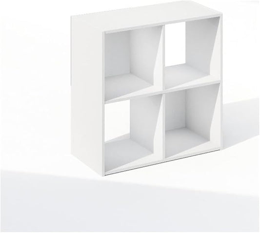 Furinno PELLI Book Shelf, 4-Cube Bookshelf, Cube Storage Organizer Bookcase, 11.7 x 23.7 x 23.8, for Living Room, Bedroom, Home Office, White