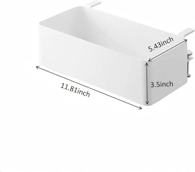 No Drill Desk Side Storage,Hanging Organizer,Clamp on Table Basket,Minimalist,Metal material,To Store Office Accessories, Gaming Devices,Storage for Office & Home,White
