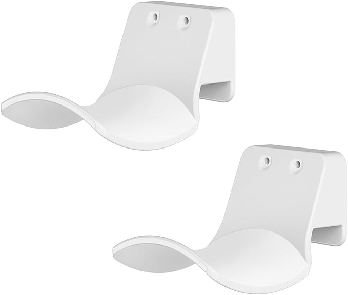 2-Pack Wall Mount Headphone Hanger, Adhesive Screw-in Headset Holder Hook, Under Desk Curved Headphone Stand for Gaming PC, PS5, Xbox Accessories, White