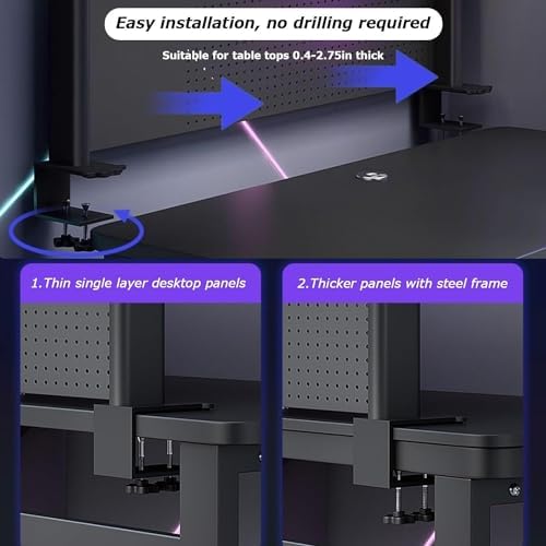 Wall Mounted Folding Table Floating Table Adjustable Steel Bracket,Clamp-On Desk nizer Shelf - Desk Extender for Efficient Workspace, Computer Accessories, Gaming Privacy Panel, Easy Clamp-O