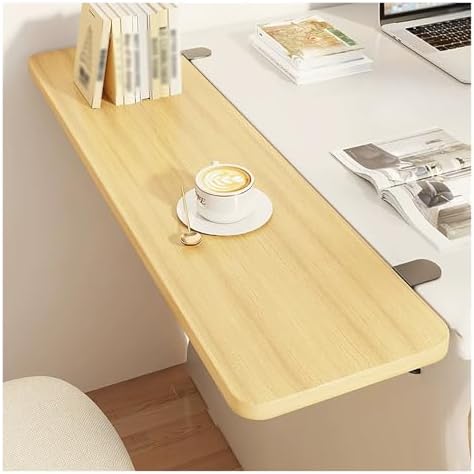 Foldable Window Sill Extender, Tool-Free Clip-On Desk Extension, Rustproof Carbon Steel & Wood Tray for Kitchen Bathroom Balcony, Space Saving Plant Shelf, 25x90cm