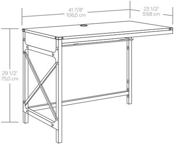Sauder Foundry Road Engineered Wood/Metal 42" Desk Return in Carbon Oak