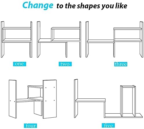 Sorfity Desktop Bookshelf Desk Storage Organizer Adjustable Wood Desktop Display Shelf Rack Counter Office Storage Rack Top Bookcase - Free Style Display Natural Stand Office Supplies Desk Organizer