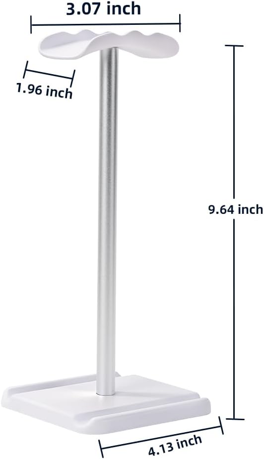 Headphone Stand, Headset Holder with Phone Holder for Desk Office Gaming, TPU-Padded Headrest, Aluminum Pole, Anti-Slip ABS Base, Universal Earphone Stand, 1 Pack White