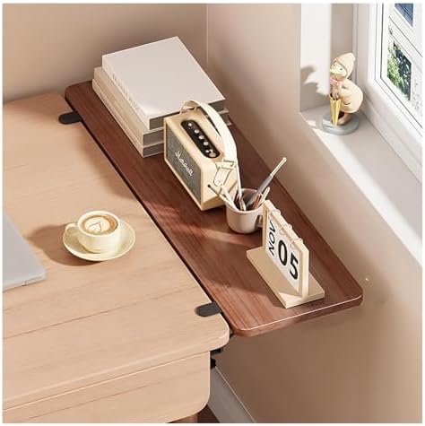 Ergonomic Desktop Extension Clamp Free Floating Folding Table Wall Mounted Drop Leaf Shelf Armrest Support Computer Desk Extender (Teak Color 40x20cm)