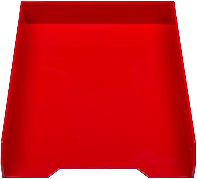 JAM PAPER Stackable Paper Trays - Red - Desktop Document, Letter, & File Organizer Tray - 2/Pack
