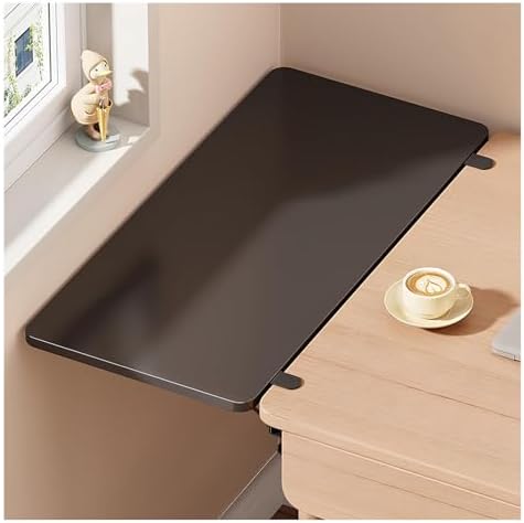 Ergonomic Desk Extension Clamp No Drill Floating Folding Table Adjustable Drop Leaf Shelf for Arm Support Computer Desk Accessory (Black 50x20cm 19.7x7.9in)