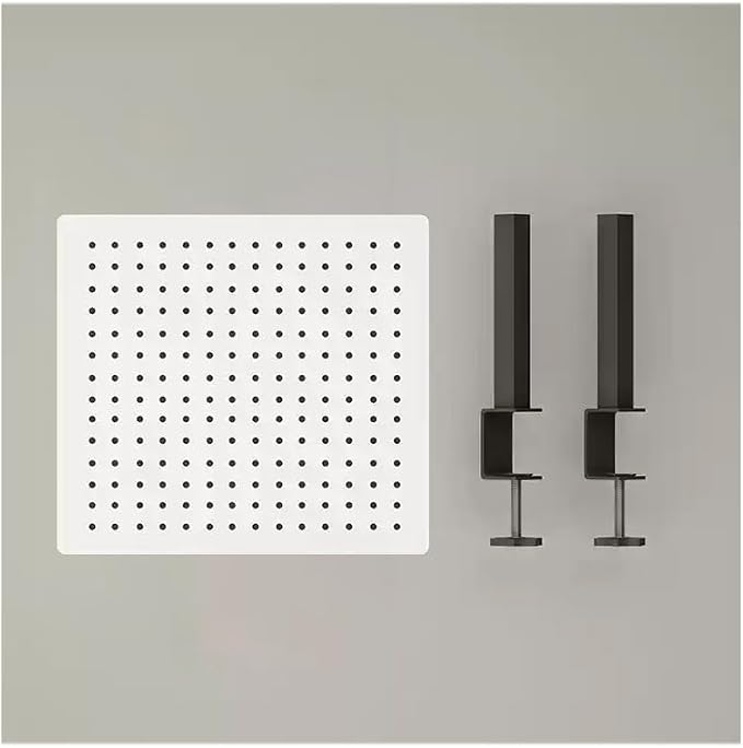 Clamp on Desk Organizer Shelf, Metal Desk Partition Panel, Desk Extender with Pegboard, Multifunctional Desktop Display Stand,White,Medium