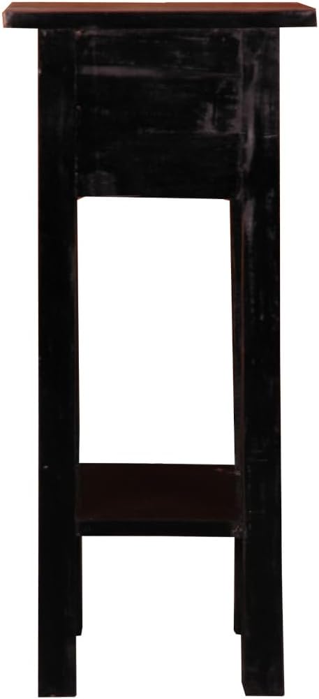 HomeStock Two-Tier Side Table with Drawer - Fully Assembled Narrow End Table Antique Black and Raftwood