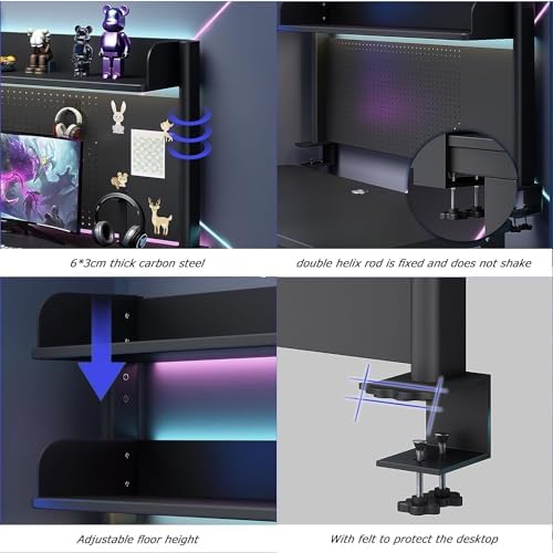 Pegboard Wall Organizer Panels.Clamp On Desk nizer Shelf Pegboard Workstation Desk Extender Computer Desk Accessories for Office Privacy Panel Gaming Desk Clamp on Desktop Shelving System Bl