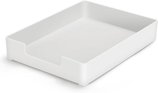 Letter-Size Tray Desk Letter Tray Paper Tray, Sturdy Heavy-Duty Plastic Printer Paper Tray, Single-Tier Stackable File Storage Organizer for Office Home (White)
