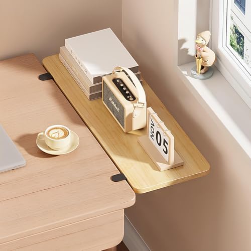 Ergonomic Desktop Extension No Drill Clamp Floating Folding Table Drop Leaf Desk Armrest Shelf Computer Desk Extension (Wood Color 70x20cm)