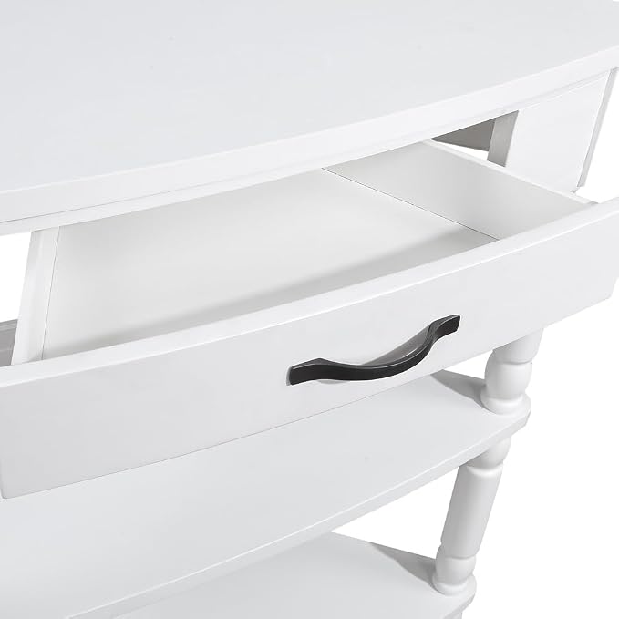 3-Tier Corner Display Rack Small Corner Table Wood Triangle Side Table with Drawer & 2 Open Shelves Multipurpose Shelving Unit for Living Room Bedroom (Milk White)