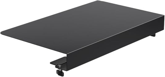 17 inch Corner Desk Connector Platform Keyboard Tray for L Shaped Workstations, Black Steel Clamp-On Sleeve Plate