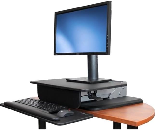 StarTech.com Height Adjustable Standing Desk Converter - Sit Stand Desk with One-Finger Adjustment - Ergonomic Desk (ARMSTS),Black & Silver