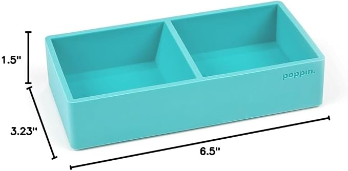 Poppin Stackable Letter and Accessory Trays for Office Organization - Modular Lacquer Desk Trays, Color-Coordinated Office Supplies for Desk, Paper Trays (Aqua, This & that Tray)