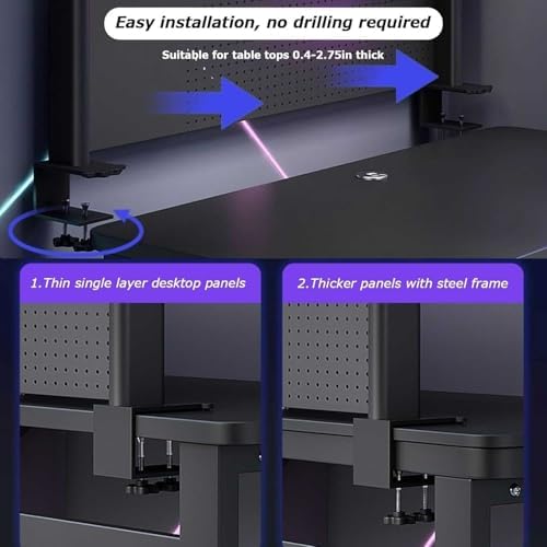 Pegboard Wall Storage Shelf,Desktop Shelving,Clamp On Desk Organizer Shelf - Desk Extender Pegboard Workstation with Privacy Panel Desktop Shelving System for Office and Gaming Desks
