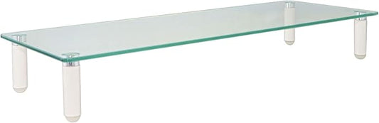 Kantek Glass Monitor Riser with 5mm Tempered Glass Platform and 40-Pound Capacity, 22-Inch W x 8.25-Inch D x 3.25-Inch H, Clear Glass (MS370)