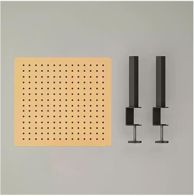 Clamp on Desk Organizer Shelf, Metal Desk Partition Panel, Desk Extender with Pegboard, Multifunctional Desktop Display Stand,Orange,Medium