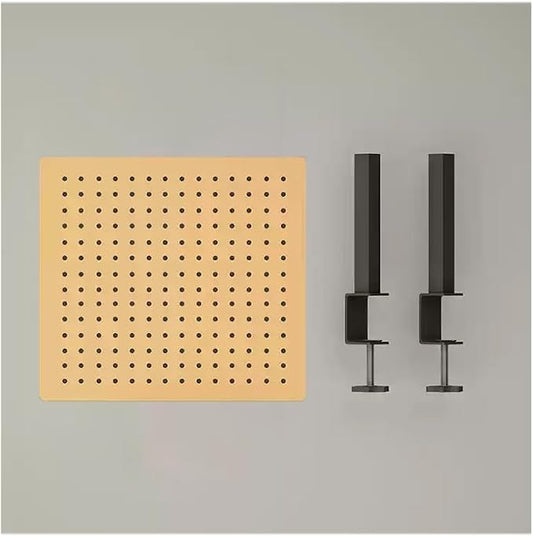 Clamp on Desktop Shelving System, Metal Clip on Desk Hanging Panel, Gaming Desk Accessories with Pegboard and Shelf,Orange,Medium