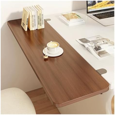 Foldable Window Sill Extender, Tool-Free Clip-On Desk Extension, Rustproof Carbon Steel & Wood Tray for Kitchen Bathroom Balcony, Space Saving Plant Shelf, 25x90cm