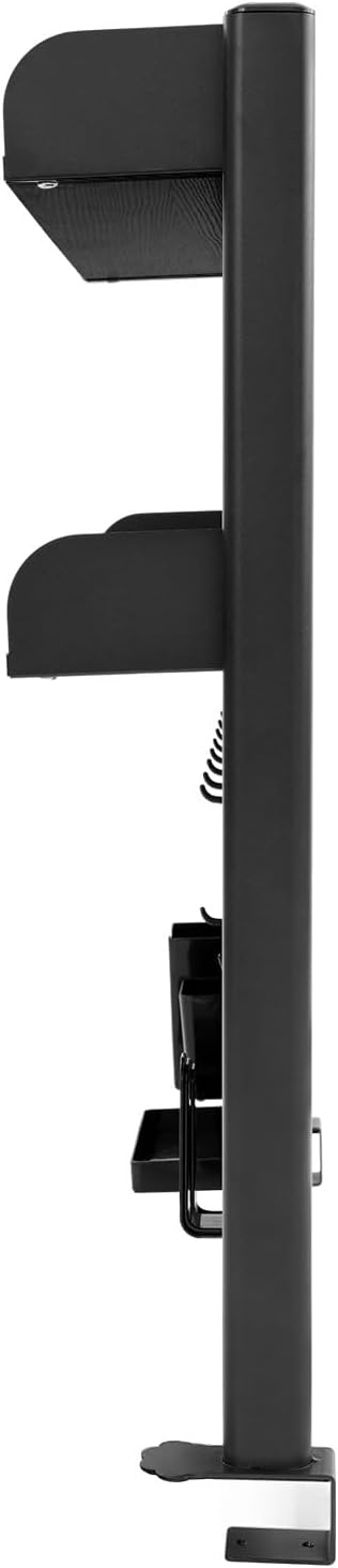 Clamp On Desk Organizer Shelf, Pegboard Multipurpose Countertop Desk Hutch, Desktop Bookshelf Bookcase Storage Shelves for Home Office Dorm Gaming Desk (Black)