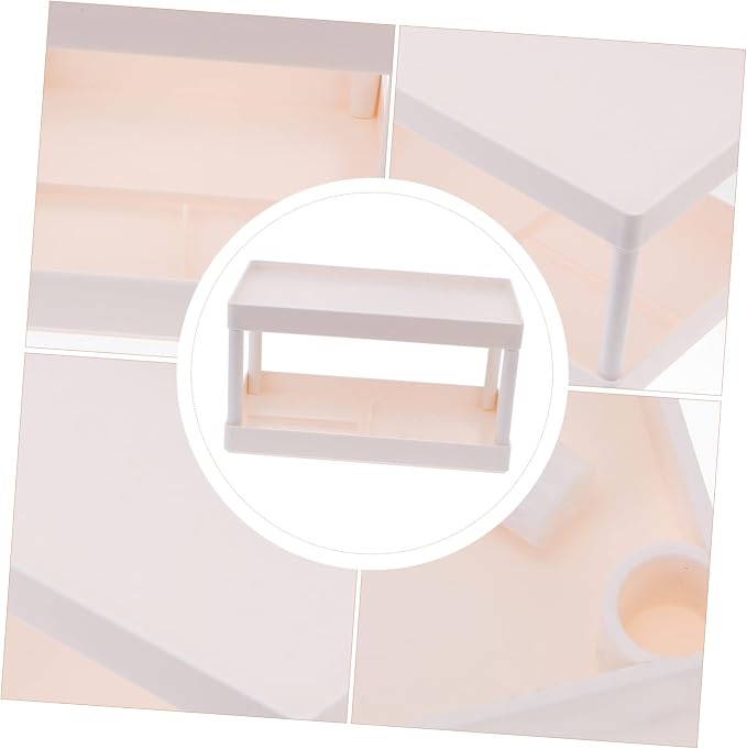 Ciieeo Space-Saving Storage Rack Desk Organizer Corner Shelf Desk Storage Cabinet Pantry Organizer Desktop Stationery Rack Household Stationery Container Sundries Pp White Material