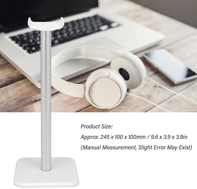 Headphone Stand with Anti-Slip Base & TPU Tray – Aluminum Alloy Holder for Gaming Headsets, Universal Fit Home Office Desk Organizer(White)