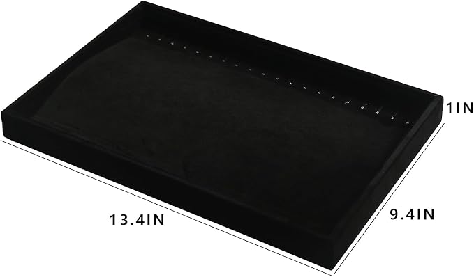 Coward Set of 2 Black Velvet Stackable Necklace Holder Organizer Tray Velvet Necklace Display Stand for Selling Jewelry Box Case for Storage (necklace+necklace)