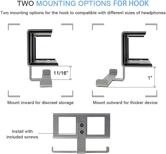 IFCASE Under Desk Laptop Mount & Headphone Holder with Adhesive & Screw, Hard Aluminum Under Table Desk Holder for Laptop, Mac mini, MacBook Pro (Silver)
