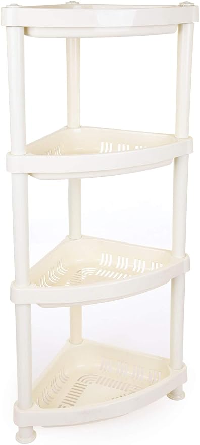 Mintra Home Light Duty Plastic Storage Racks (Corner Rack, Ivory)
