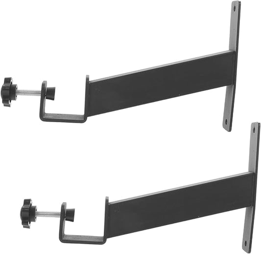 Holibanna 2pcs Black Carbon Steel Desktop Extension Bracket Clamp on Desk Riser Legs, Heavy Duty Workbench Clamp Mount Shelf Support for Office and Home Workstation
