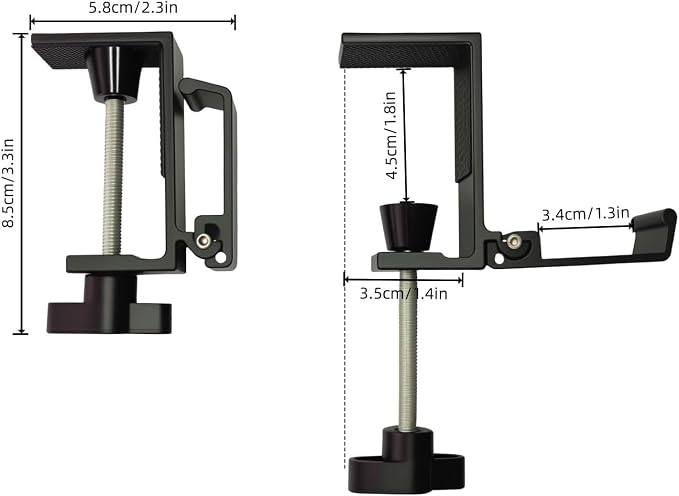 JAKO Aluminum Alloy Headphone Stand for Desk, Foldable Headphone Holder - Headset Stand Hook Mount, PC Gaming Headset Holder Under Desk Clamp for Office, Computer, Student Class Table, Handmade Table