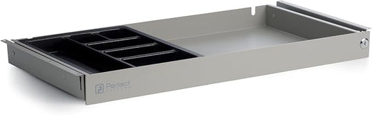 PERFECT POSTURE Max Under Desk Storage Drawer – Large Desk Drawer with Lock for Regular & Sit-Stand Standing Desks, Gray (13" x 26.5")