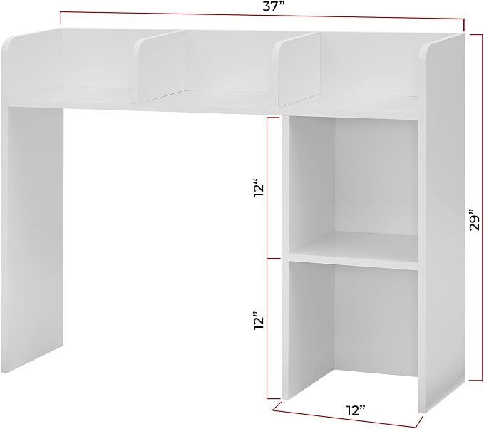 Classic Dorm Desk Bookshelf - White
