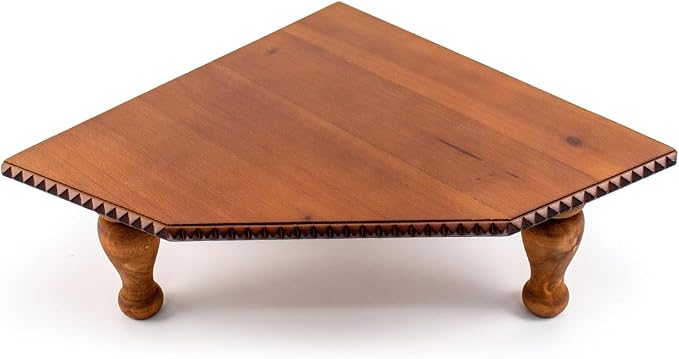 BONNY DODO Wood Vintage Brown Corner Pedestal Stand, Rustic Decorative Riser for Display, Farmhouse Wood Corner Counter Shelf with Cube for Kitchen, Bathroom, Dressing Table (Drah Brown)